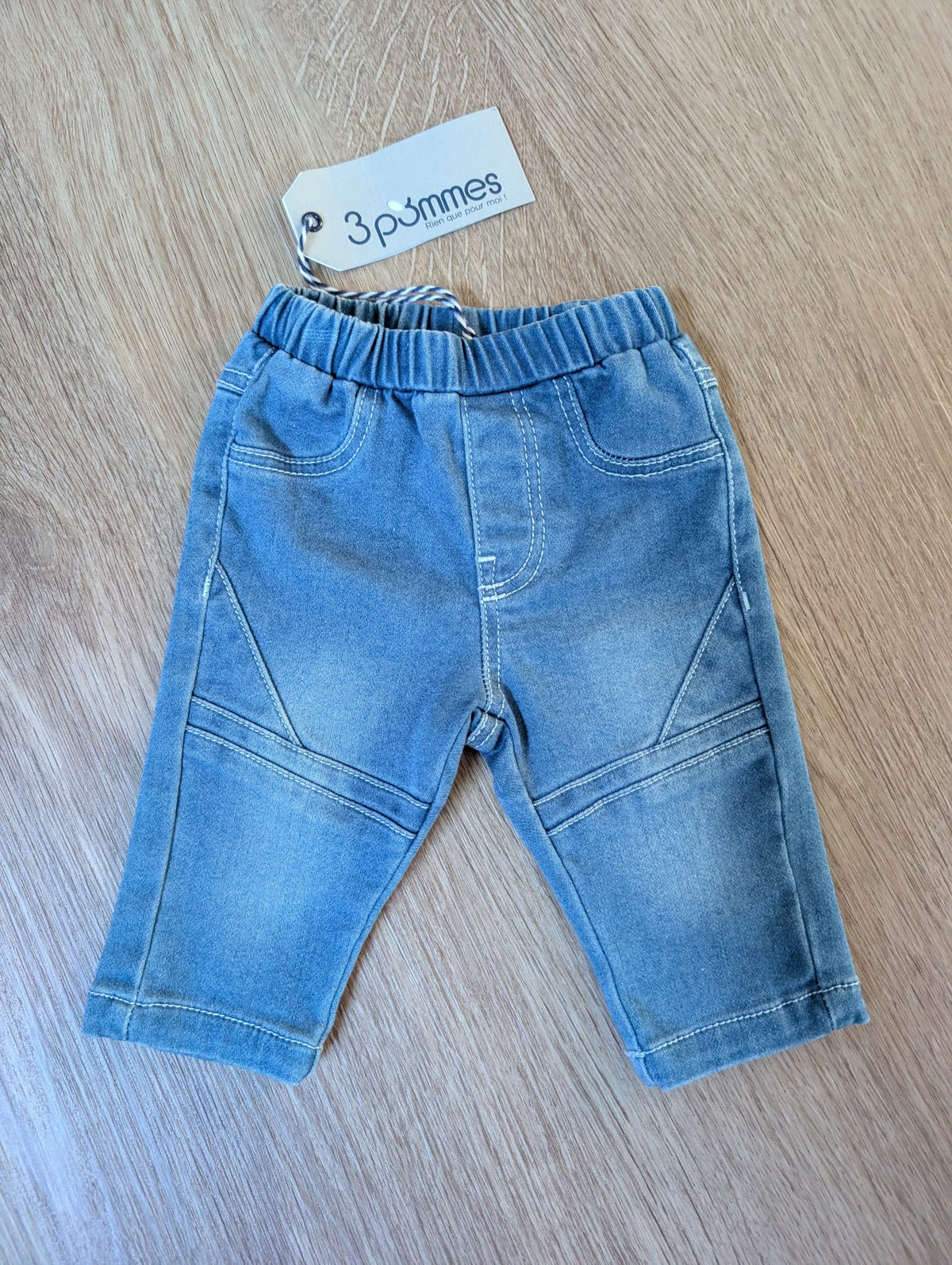 3Pommes light wash denim baby jogger jeans with elastic waist, EU size 50