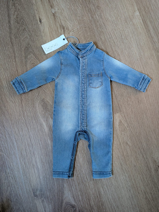 b.e.s.s. light wash jogdenim baby playsuit, front view, EU size 50