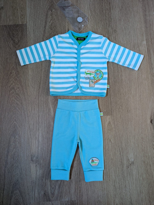 Blue Seven striped cardigan and turquoise joggers from the four piece set, EU size 56