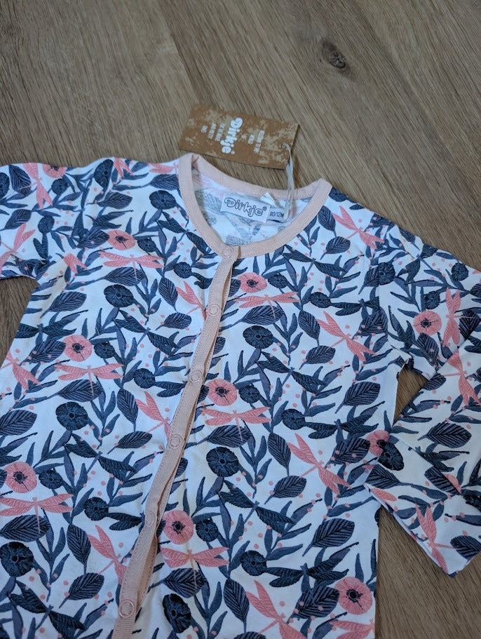 Dirkje flowers and dragonflies playsuit close-up