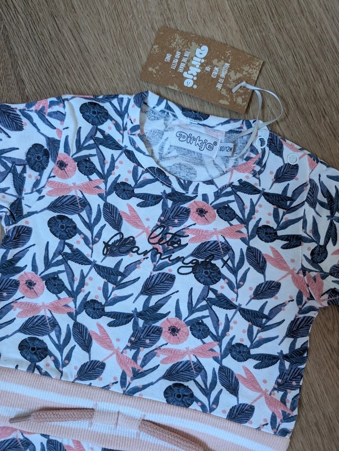 Dirkje Let's Flamingle floral dress close-up