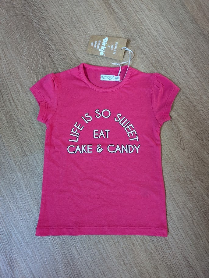 Dirkje fuchsia Life is so sweet t-shirt