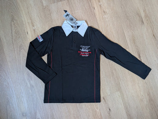 J. Mirano Jeans black long-sleeve polo with white collar