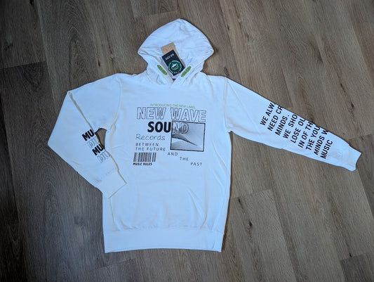 Blue Seven white New Wave Sound hooded sweater
