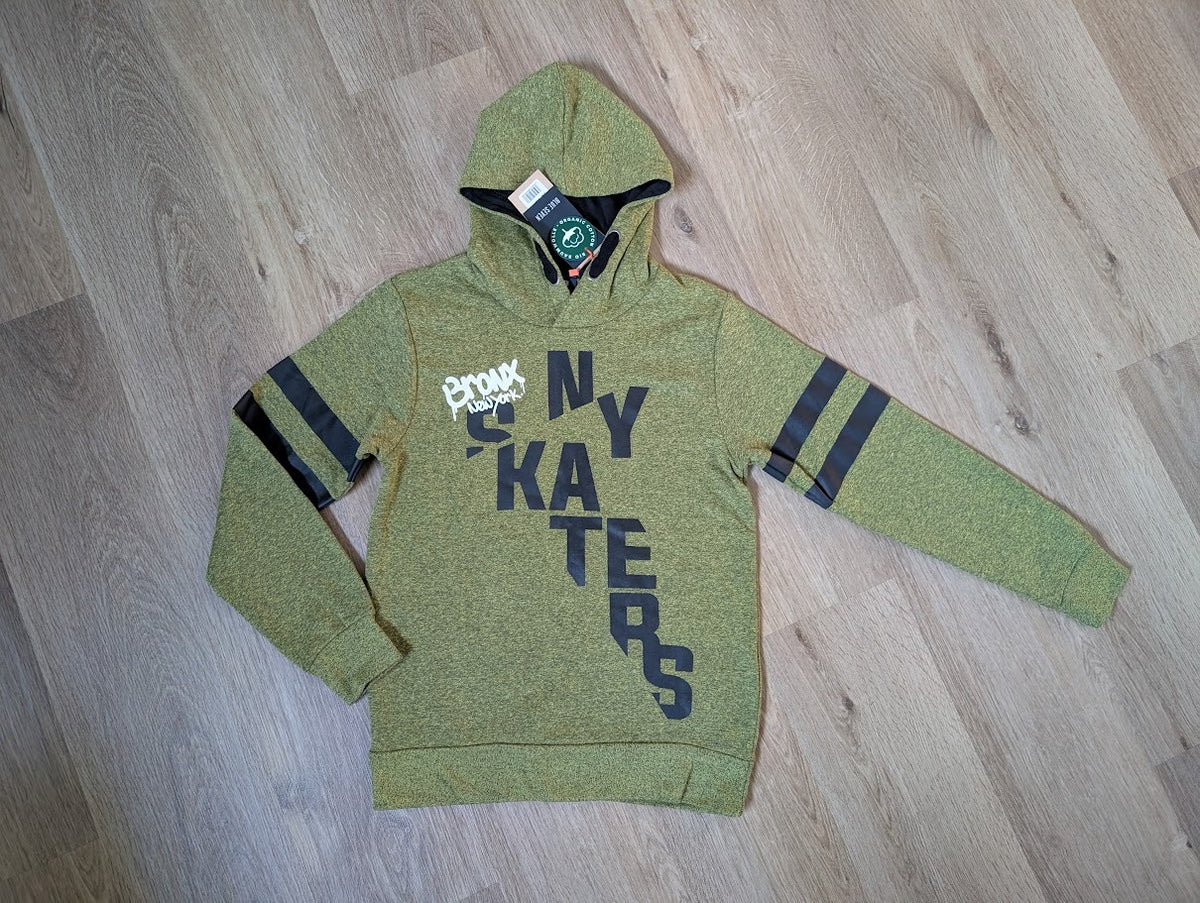 Blue Seven green melange NY Skaters hooded sweater