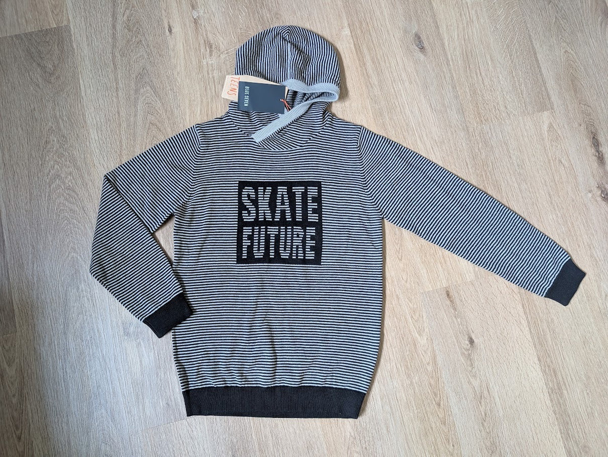 Blue Seven grey and black striped Skate Future knit hoodie
