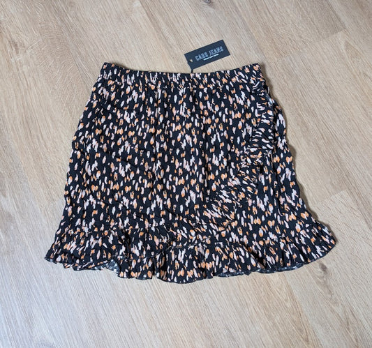 Cars Jeans girls' black ruffle skirt with pink and orange dots