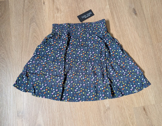 Cars Jeans girls' navy ruffle skirt with small multicoloured flowers