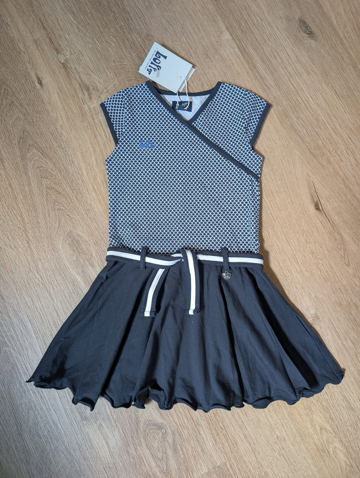 Lofff Aniek girls' short-sleeve dress with striped crossover bodice