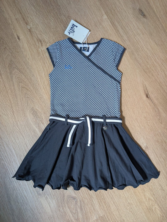 Lofff Aniek girls' short-sleeve dress with striped crossover bodice