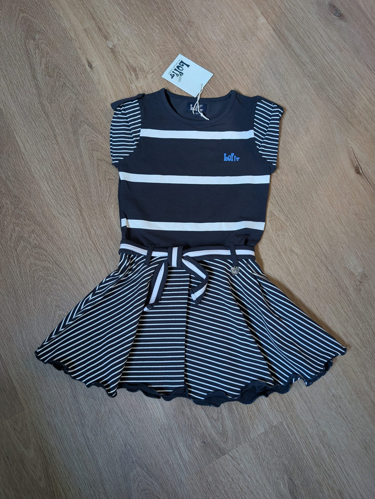 Lofff Annabel girls' short-sleeve dress with striped bodice