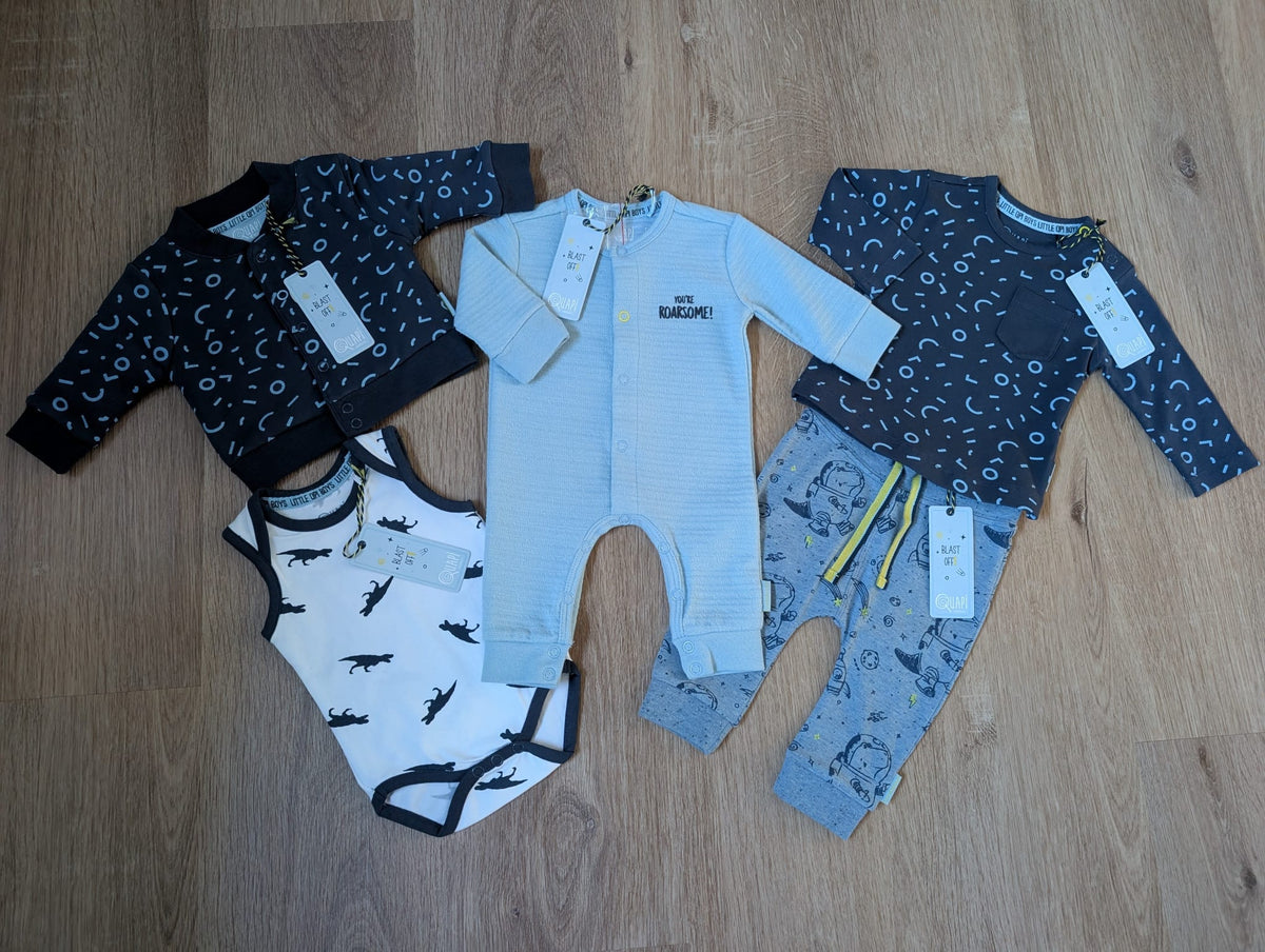 Quapi five piece navy and white baby mix and match set, EU size 50/56