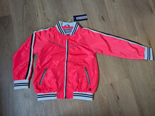 Red Code girls' neon pink lightweight bomber jacket with reflective stripes