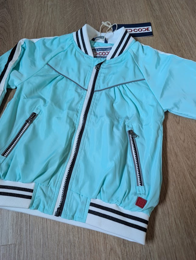 Red Code girls' neon turquoise lightweight bomber jacket with reflective stripes